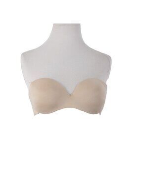 Maidenform Bra $48 Sz 34C Tan Padded Wired Strapless Nylon Spandex Bra